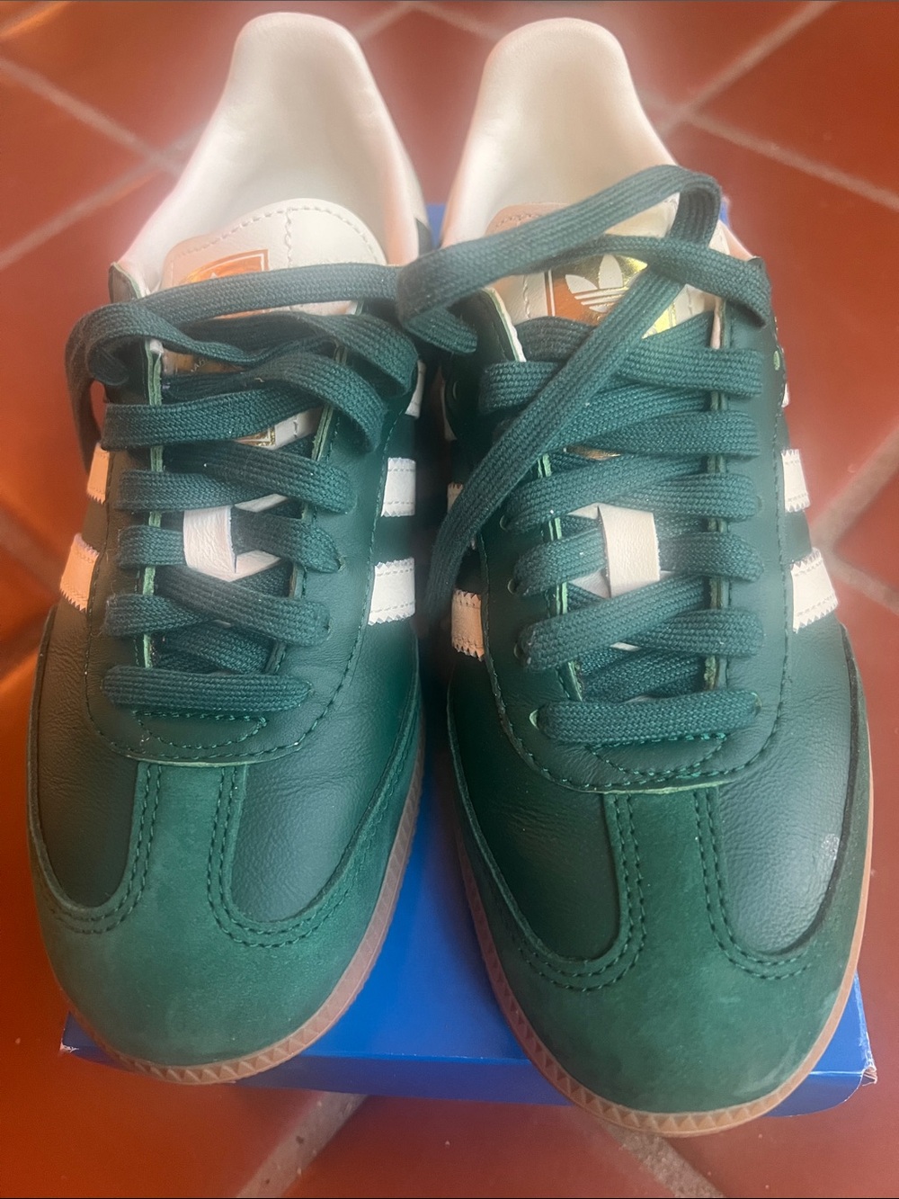 adidas Dark Green White Retro Court Sneakers